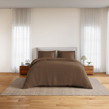 Essentials 100% Cotton Fitted King Bedsheet, 170 TC, Solid, Dark Brown