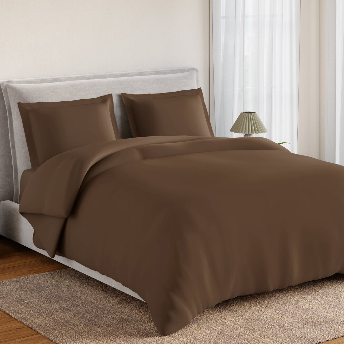 Essentials 100% Cotton Fitted King Bedsheet, 170 TC, Solid, Dark Brown