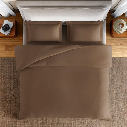 Essentials 100% Cotton Fitted King Bedsheet, 170 TC, Solid, Dark Brown