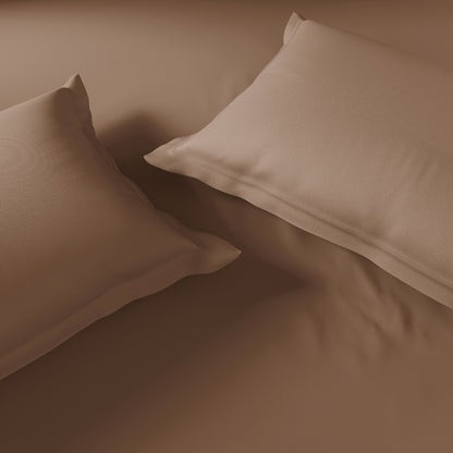 Essentials 100% Cotton Fitted King Bedsheet, 170 TC, Solid, Dark Brown