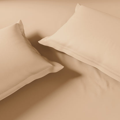 Essentials 100% Cotton Fitted King Bedsheet, 170 TC, Solid, Light Orange