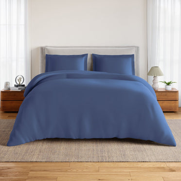 Essentials 100% Cotton Fitted King Bedsheet, 170 TC, Solid, Dark Blue