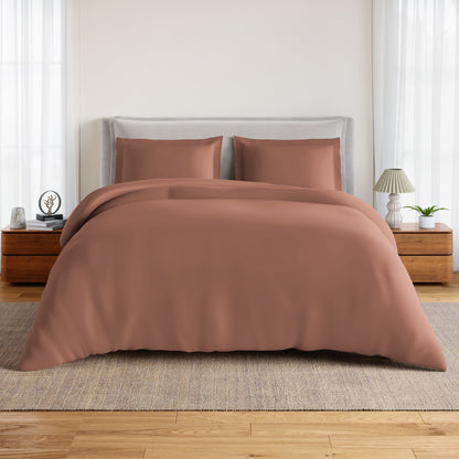 Essentials 100% Cotton Fitted King Bedsheet, 170 TC, Solid, Light Brown