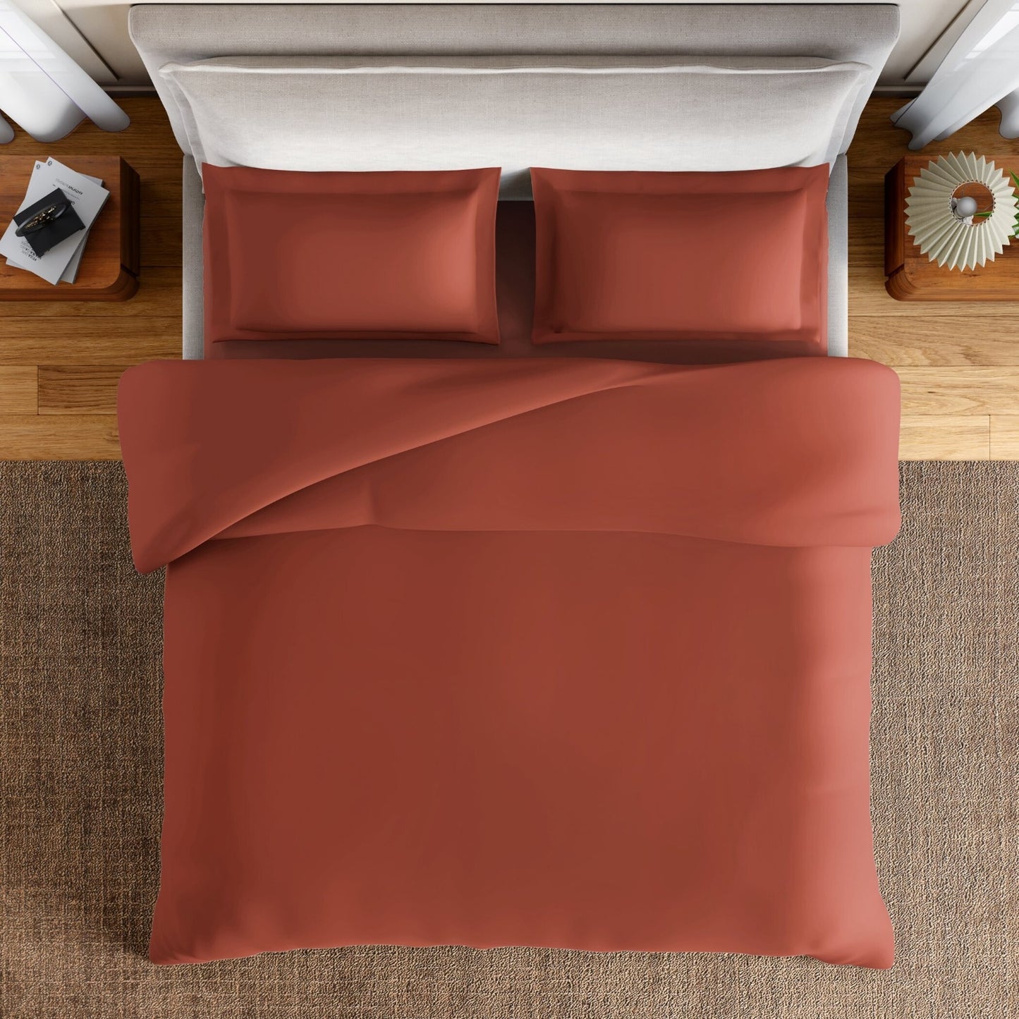 Essentials 100% Cotton Fitted King Bedsheet, 170 TC, Solid, Brown