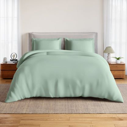 Essentials 100% Cotton Fitted King Bedsheet, 170 TC, Solid, Light Green
