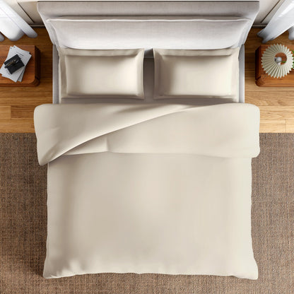 Essentials 100% Cotton Fitted Queen Bedsheet, 170 TC, Solid, Beige