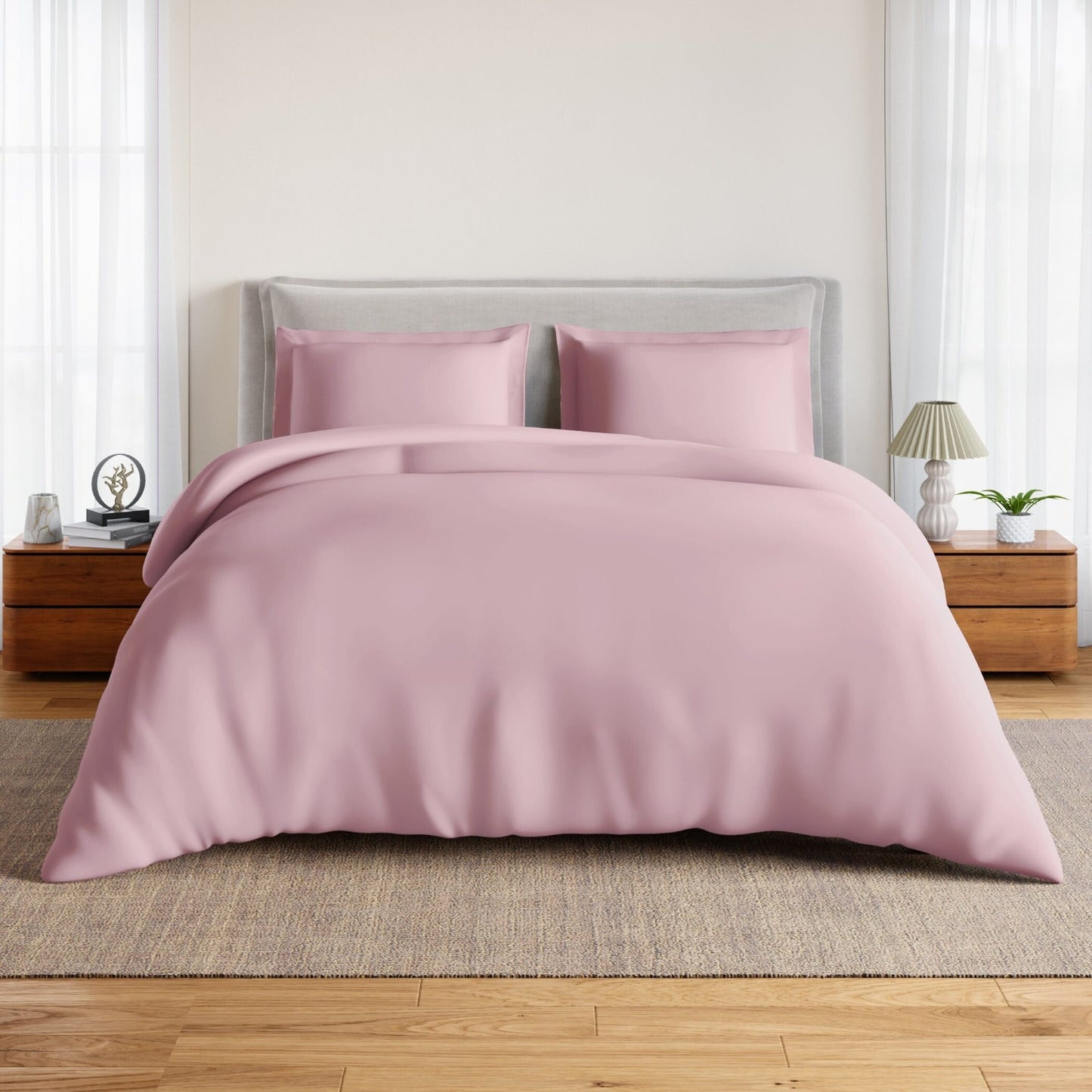 Essentials 100% Cotton Fitted Queen Bedsheet, 170 TC, Solid, Blush
