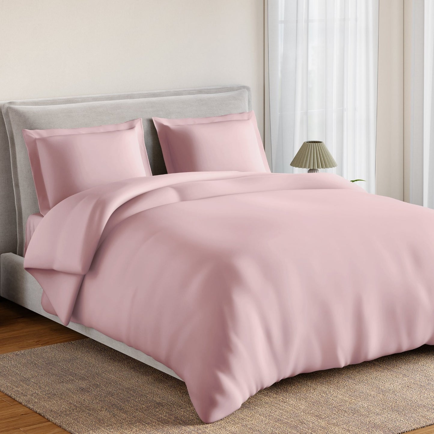 Essentials 100% Cotton Fitted Queen Bedsheet, 170 TC, Solid, Blush