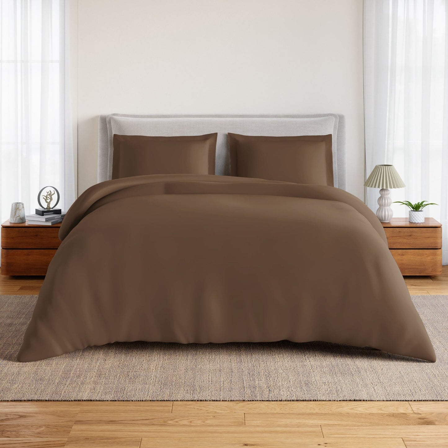 Essentials 100% Cotton Fitted Queen Bedsheet, 170 TC, Solid, Dark Brown
