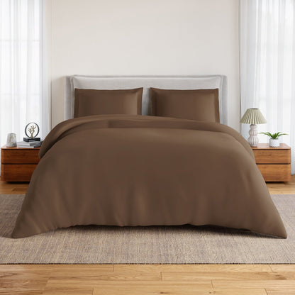 Essentials 100% Cotton Fitted Queen Bedsheet, 170 TC, Solid, Dark Brown