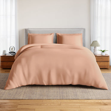 Essentials 100% Cotton Fitted Queen Bedsheet, 170 TC, Solid, Light Orange