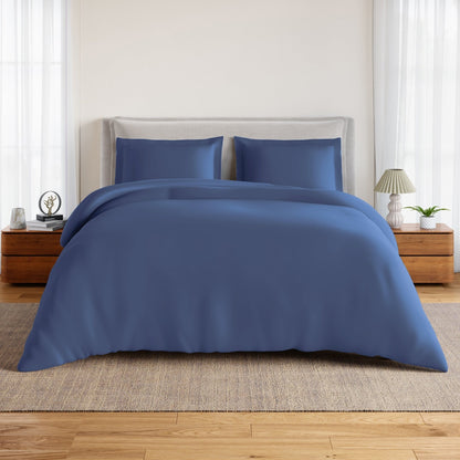 Essentials 100% Cotton Fitted Queen Bedsheet, 170 TC, Solid, Dark Blue