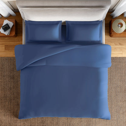 Essentials 100% Cotton Fitted Queen Bedsheet, 170 TC, Solid, Dark Blue