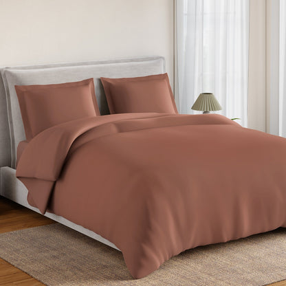 Essentials 100% Cotton Fitted Queen Bedsheet, 170 TC, Solid, Light Brown