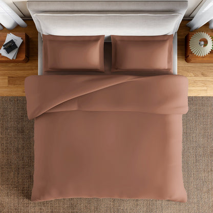Essentials 100% Cotton Fitted Queen Bedsheet, 170 TC, Solid, Light Brown