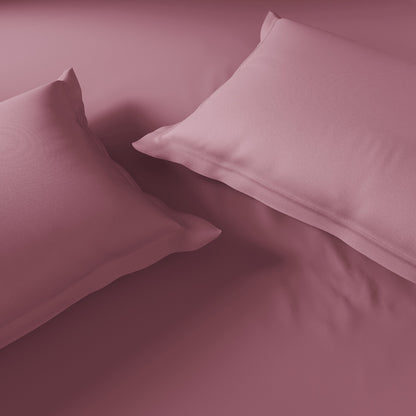 Essentials 100% Cotton Fitted Queen Bedsheet, 170 TC, Solid, Dark Pink