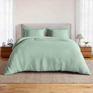 Essentials 100% Cotton Fitted Queen Bedsheet, 170 TC, Solid, Light Green