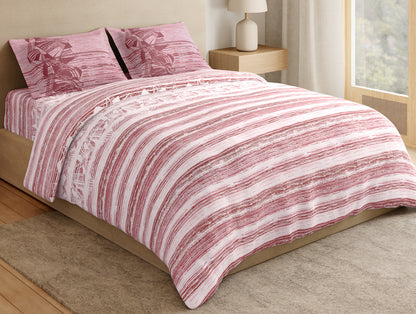 Essentials Premium 100% Cotton Large Bedsheet, 180 TC, Geometric, Light Pink