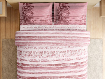 Essentials Premium 100% Cotton Large Bedsheet, 180 TC, Geometric, Light Pink