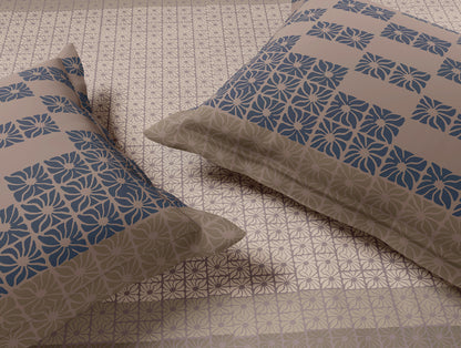 Essentials Premium 100% Cotton Large Bedsheet, 180 TC, Geometric, Light Blush