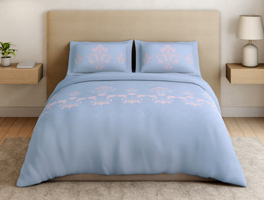 Essentials Premium 100% Cotton Large Bedsheet, 180 TC, Floral, Light Blue