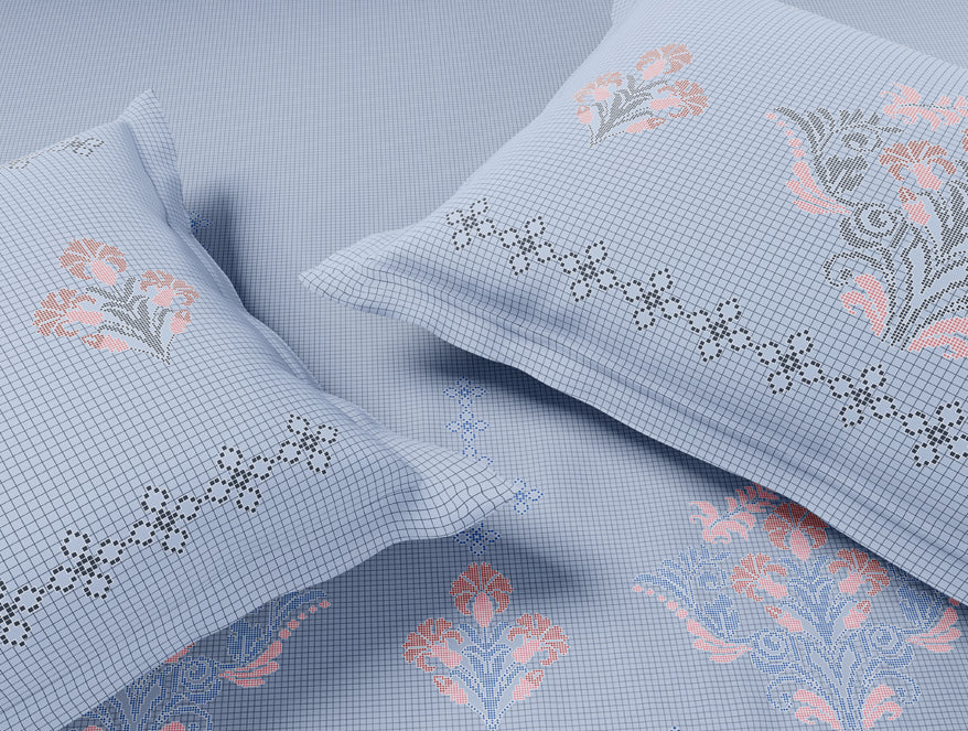 Essentials Premium 100% Cotton Large Bedsheet, 180 TC, Floral, Light Blue