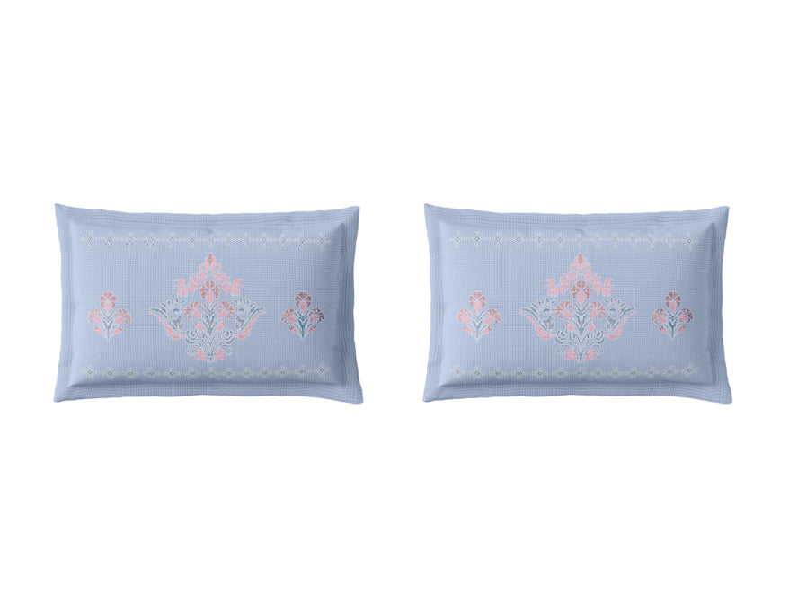 Essentials Premium 100% Cotton Large Bedsheet, 180 TC, Floral, Light Blue