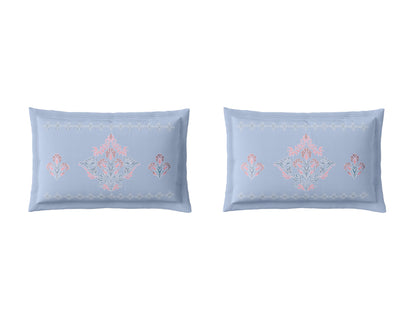 Essentials Premium 100% Cotton Large Bedsheet, 180 TC, Floral, Light Blue