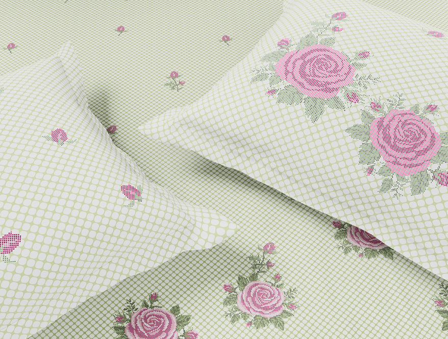 Essentials Premium 100% Cotton Large Bedsheet, 180 TC, Floral, White