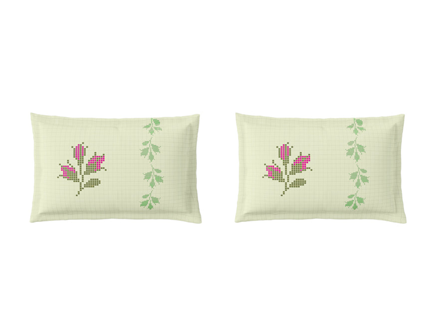 Essentials Premium 100% Cotton Large Bedsheet, 180 TC, Floral, Light Green