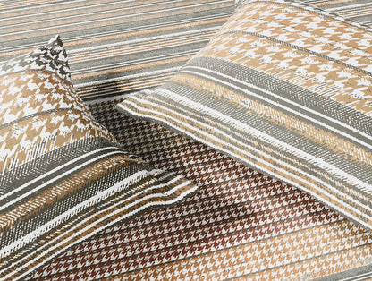 Essentials Premium 100% Cotton Large Bedsheet, 180 TC, Geometric, Beige