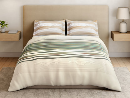 Essentials Premium 100% Cotton Large Bedsheet, 180 TC, Geometric, Light Yellow