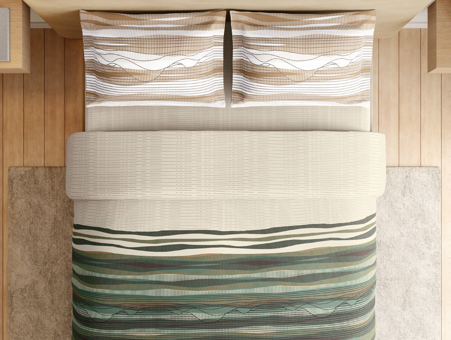 Essentials Premium 100% Cotton Large Bedsheet, 180 TC, Geometric, Light Yellow