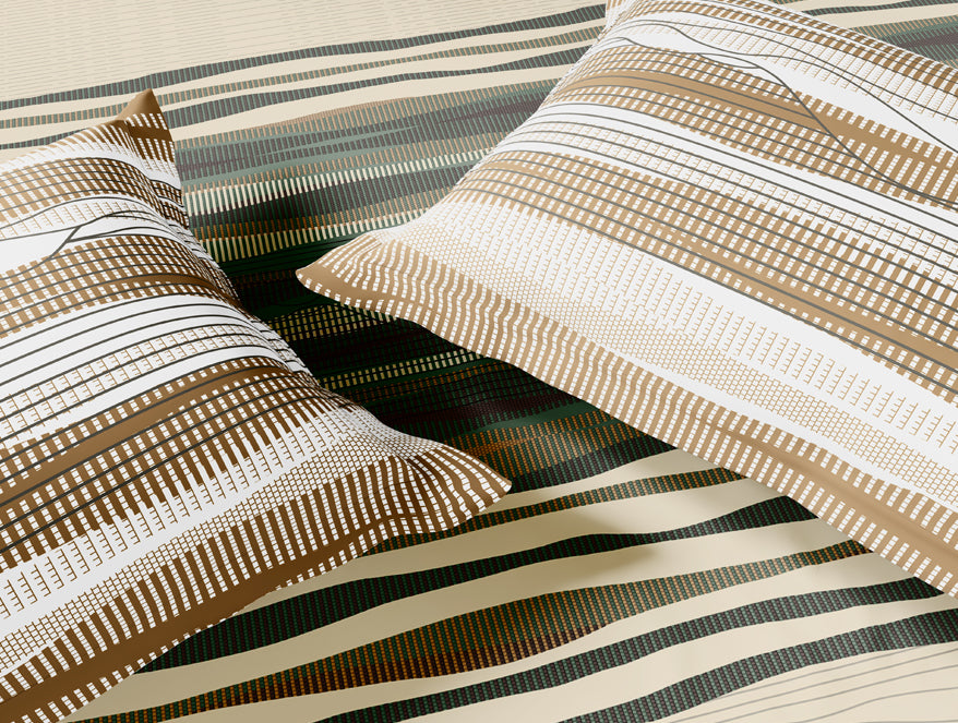 Essentials Premium 100% Cotton Large Bedsheet, 180 TC, Geometric, Light Yellow