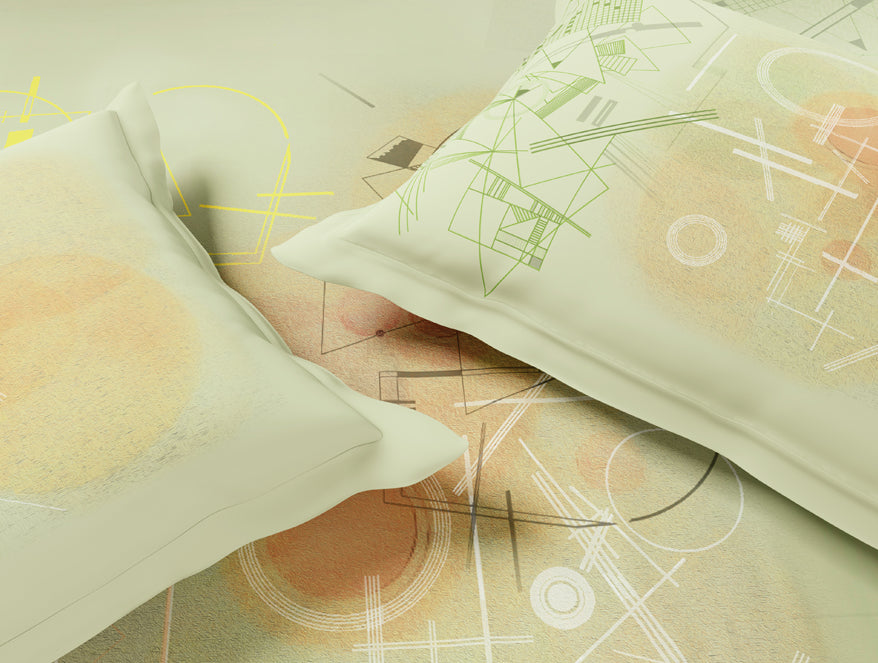 Essentials Premium 100% Cotton Large Bedsheet, 132 TC, Geometric, Light Green