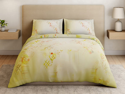 Essentials Premium 100% Cotton Large Bedsheet, 132 TC, Geometric, Light Green