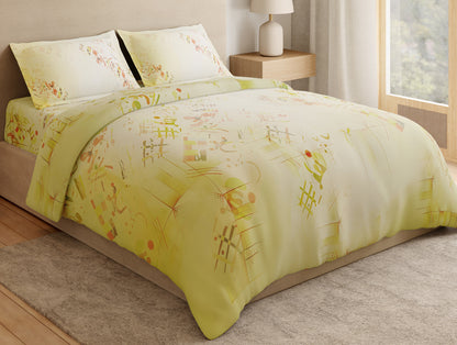 Essentials Premium 100% Cotton Large Bedsheet, 132 TC, Geometric, Light Green
