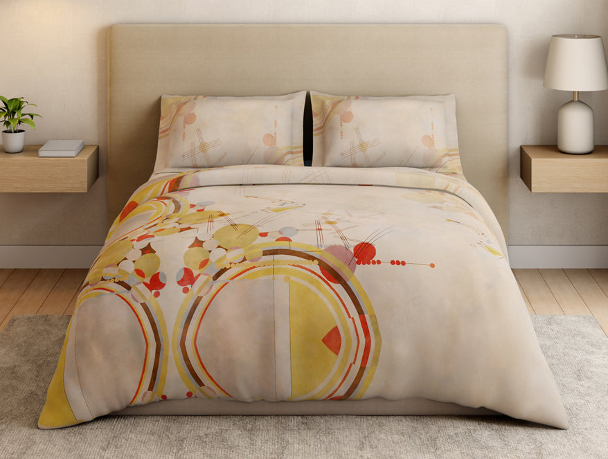 Essentials Premium 100% Cotton Large Bedsheet, 132 TC, Geometric, Light Blush