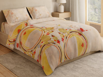 Essentials Premium 100% Cotton Large Bedsheet, 132 TC, Geometric, Light Blush