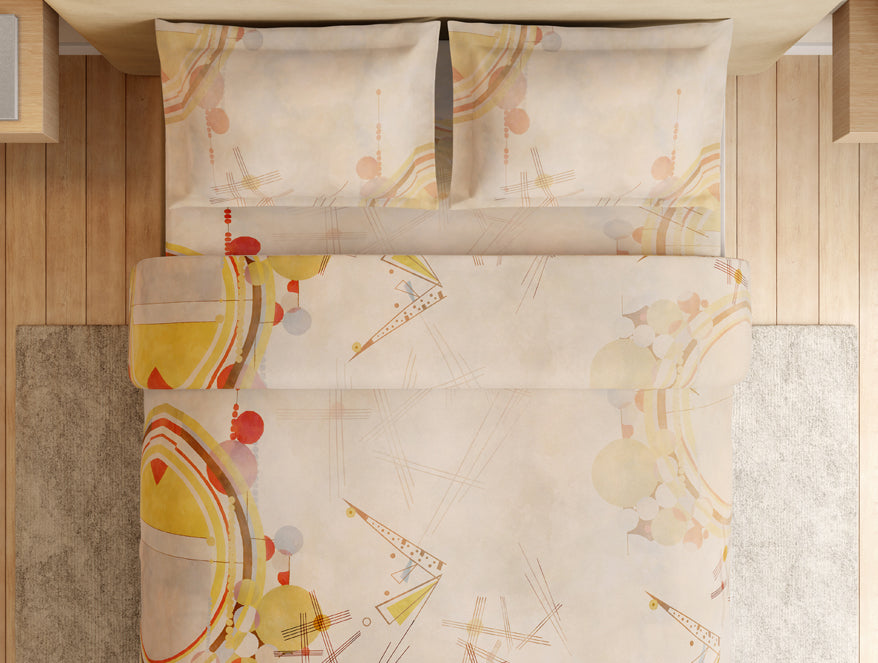 Essentials Premium 100% Cotton Large Bedsheet, 132 TC, Geometric, Light Blush