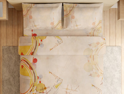 Essentials Premium 100% Cotton Large Bedsheet, 132 TC, Geometric, Light Blush