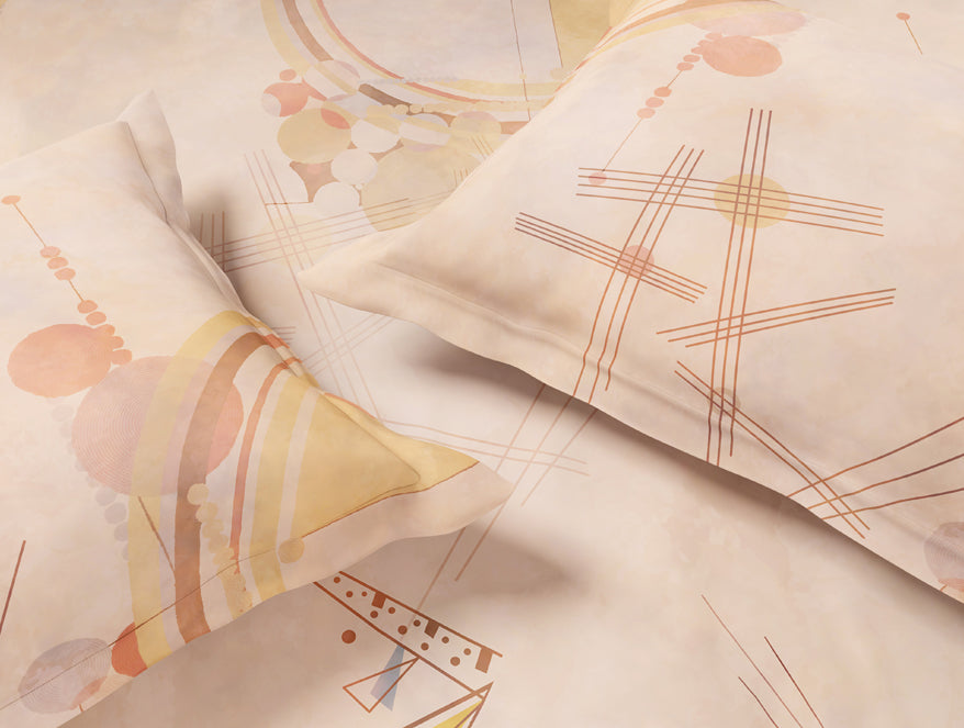 Essentials Premium 100% Cotton Large Bedsheet, 132 TC, Geometric, Light Blush