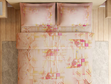 Essentials Premium 100% Cotton Large Bedsheet, 132 TC, Geometric, Light Blush