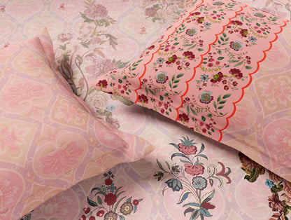 Essentials Premium 100% Cotton Large Bedsheet, 132 TC, Floral, Blush