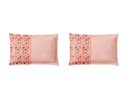 Essentials Premium 100% Cotton Large Bedsheet, 132 TC, Floral, Blush