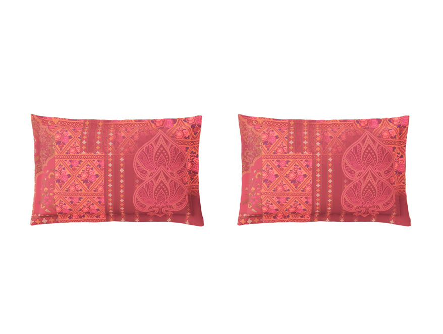 Essentials Premium 100% Cotton Large Bedsheet, 132 TC, Ornate, Red