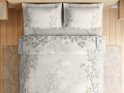Essentials Premium 100% Cotton Large Bedsheet, 132 TC, Floral, Cream