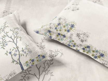 Essentials Premium 100% Cotton Large Bedsheet, 132 TC, Floral, Cream