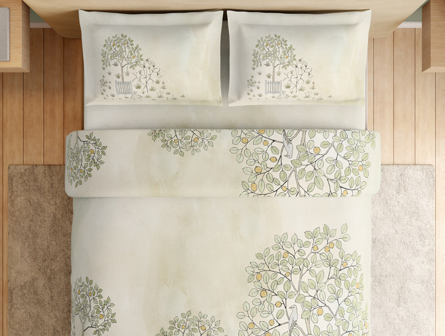 Essentials Premium 100% Cotton Large Bedsheet, 132 TC, Floral, Beige