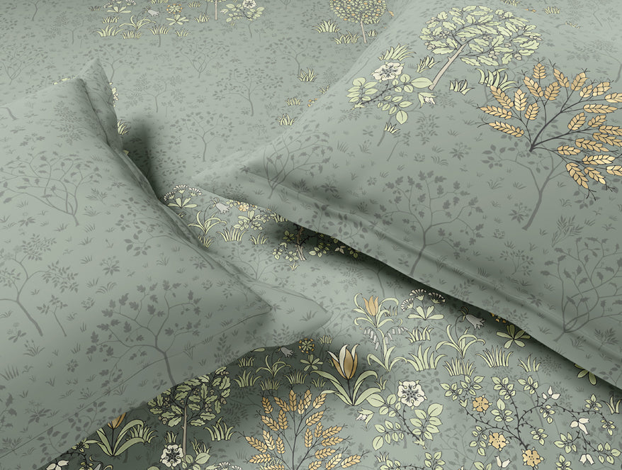 Essentials Premium 100% Cotton Large Bedsheet, 132 TC, Floral, Grey